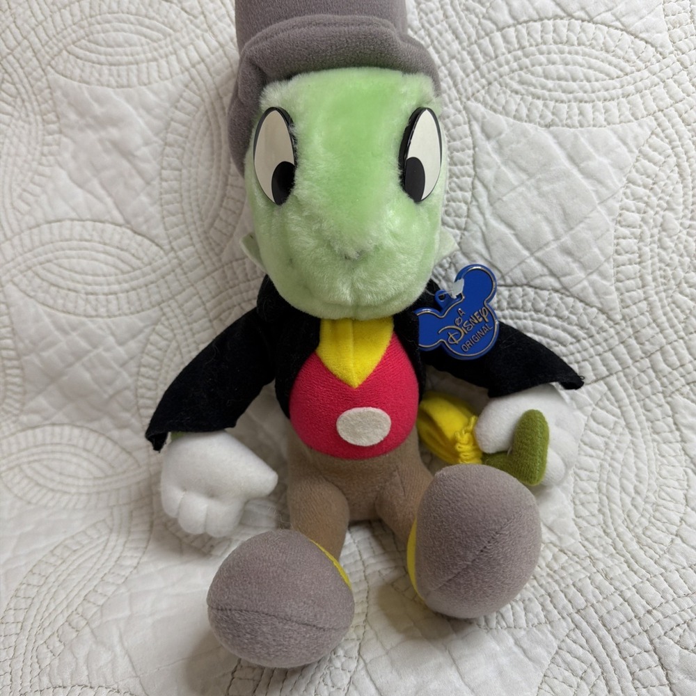Vintage Jiminy Cricket Plush Disney World Disneyland Collectible Toy 12"